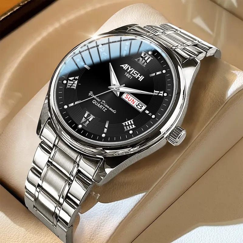AIYISHI Watch for Men Waterproof StainlessSteel Quartz Blac Shop
