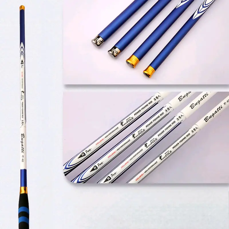 Joran Tegek Bugatti Carbon Fullset Size 2,7M - 7,2M Putih Biru Fishing Rod Telescopic Murah 1