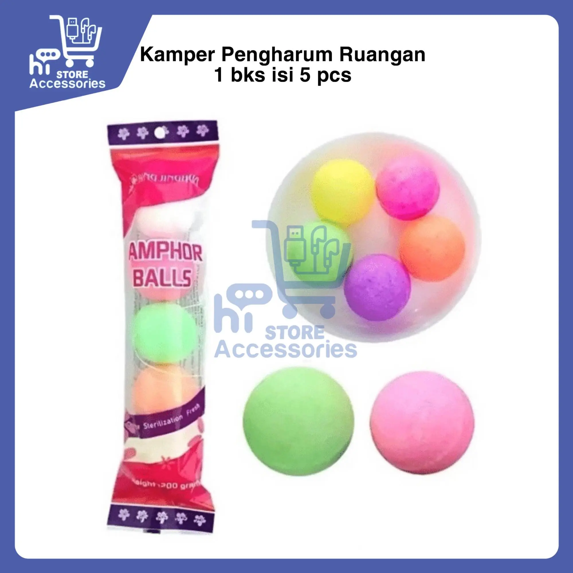 Camphor Ball isi 5 Pcs / Kamper Toilet Pengharum Kamar Mandi / Kapur Barus Pewangi Ruangan