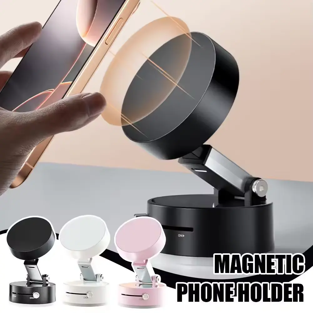 Vacuum magnetic suction cup phone mount, 360 ° adjustable magnetic phone holder, cell phone holder, hands-free magnetic cell phone holder, suitable for car, bathroom