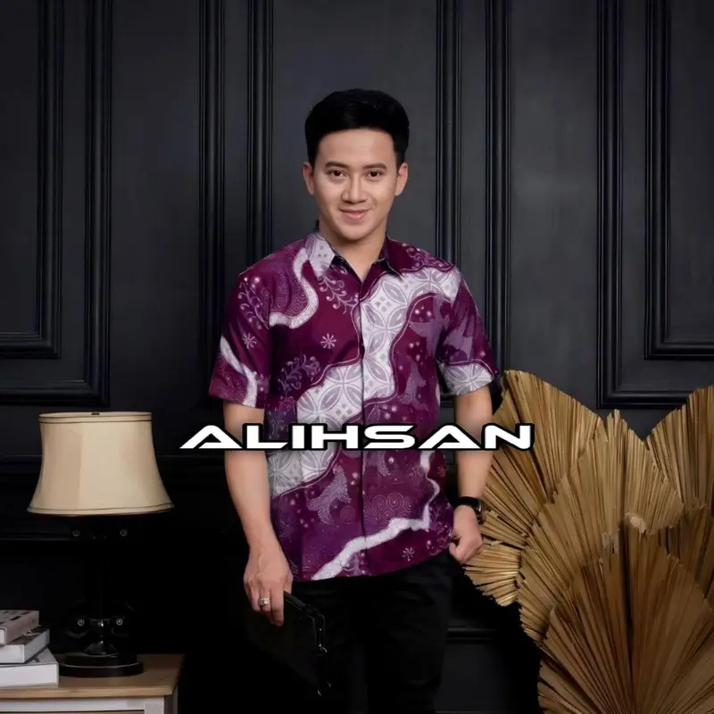 Terbaru Couple Batik Ayah dan Anak Laki laki || Kemeja Batik Pria Dewasa dan Anak Laki laki Modern Terbaru Warna Burgundy 2
