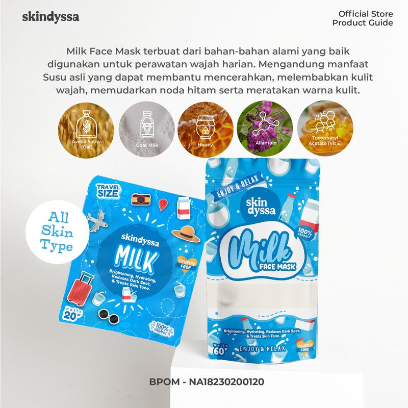 Masker Organik Skindyssa - Daisy Organic | Facemask Travelsize 20gr | Greentea - Milk - Chocolate - Strawberry | Mencerahkan, Meredakan Jerawat Komedo Bruntusan, Kontrol Minyak, Kulit Kering, Kulit Sensitif Oat Extract Pencerah Wajah 4