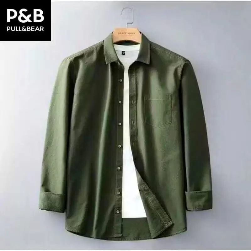 Kemeja Lengan Panjang Pria P&B Atasan Pria Formal Polos Lengan Panjang Basic