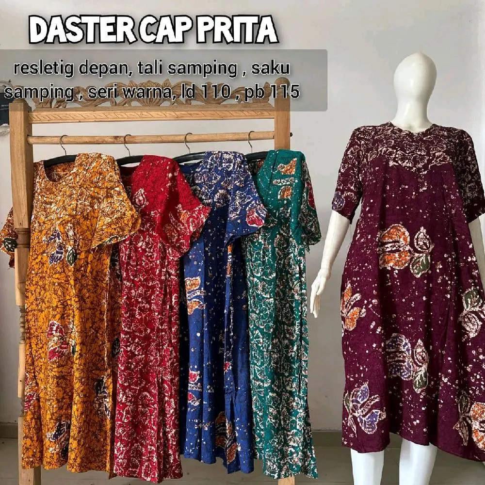 Daster Cap Prita Resleting Depan Tali Samping - Busui friendly