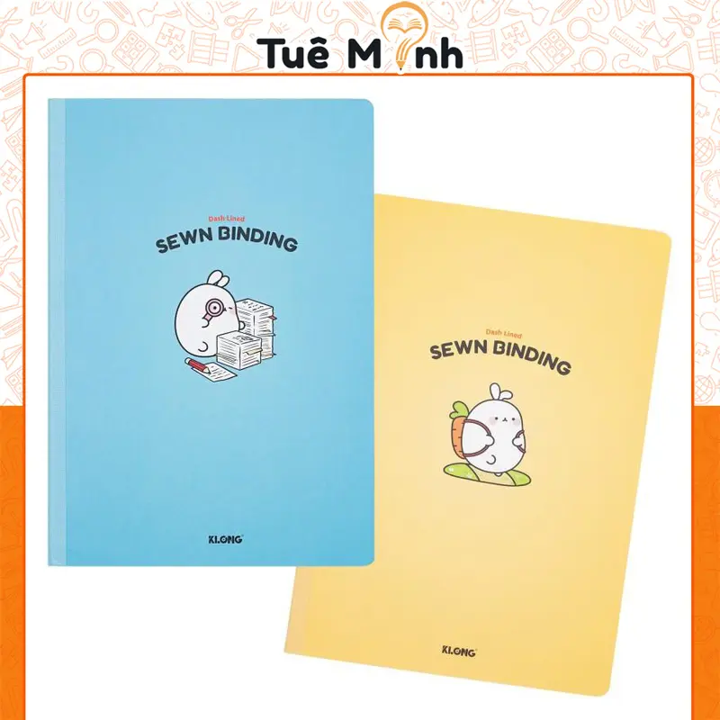 Vở kẻ ngang nét đứt MS 800 may dán gáy B5, tập viết KLONG hoạ tiết thỏ béo 80 trang 70gsm 0
