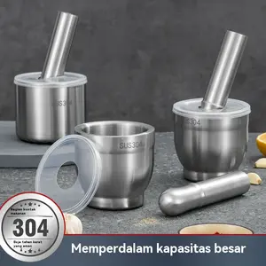 “COD” cobek Alat Penghancur dari Baja Tahan Karat 304, Penghancur Bawang Putih Padat, Alat Penggiling Rumah Tangga, Alat Tumbuk Obat, Alat Tumbuk Manual untuk Bawang Putih, Alat Tumbuk dan Penggiling/cobek/Stainless Steel Wadah/live