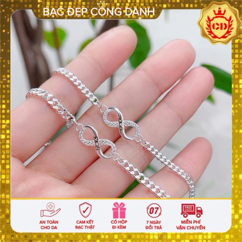Lắc tay free khắc tên bạc ta hình vô cực cho cả nam và nữ BĐCD
