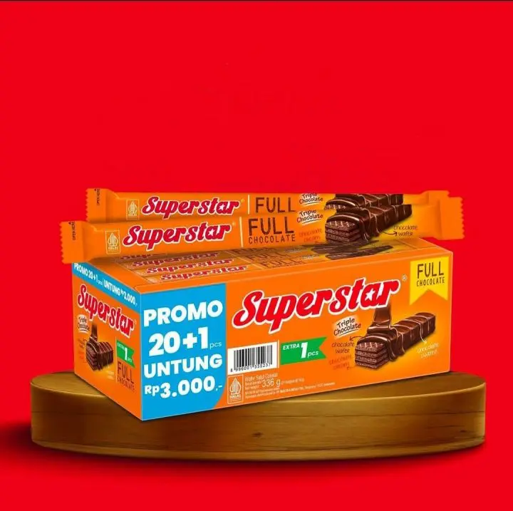Superstar Triple Chocolate Wafer 385g 1 Box Isi 20 Full Chocolate Cokelat Camilan 3