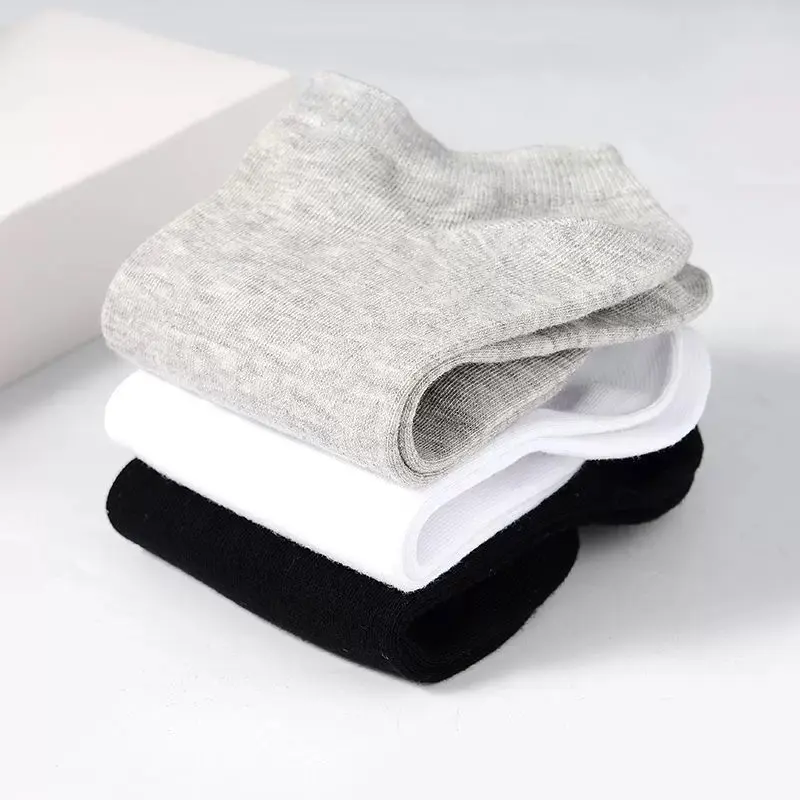 Unisex  Solid Color Socks - Black, White & Gray, Low-Cut & Breathable for Daily Wear