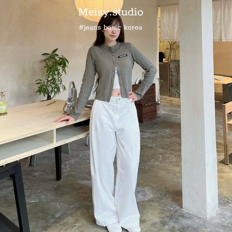  Quần ống rộng ly chéo vải kaki mềm chất cotton gấu 2cm phong cách baisc Hàn Quốc Meisy 