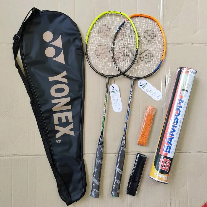 Raket badminton paket lengkap isi 2 RAKET 2 GRIP 1 TAS 1 SLOP KOK Raket bulutangkis 1