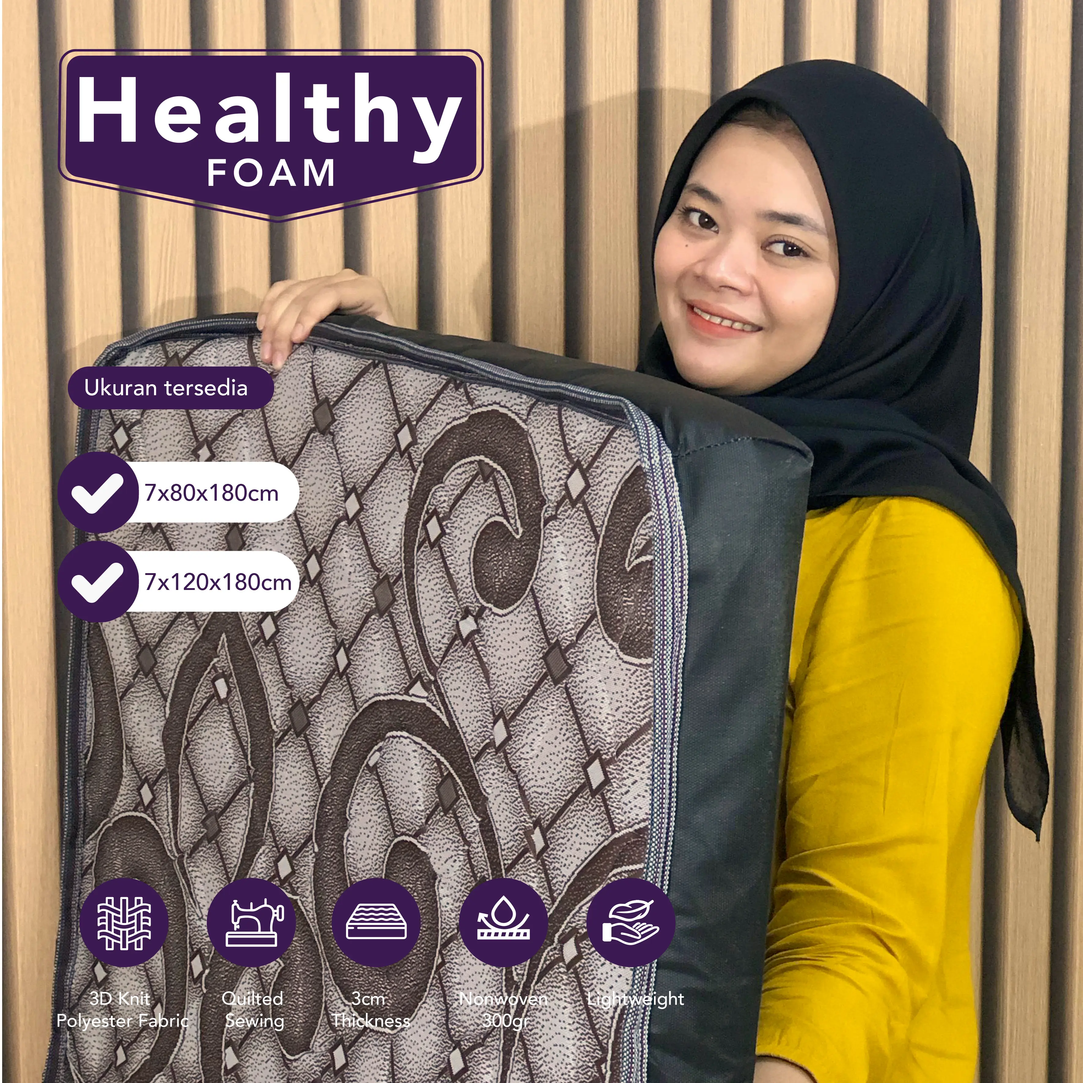 HEALTHY FOAM - KASUR CAMPING TEBAL 7-8 CM - MOTIF RANDOM