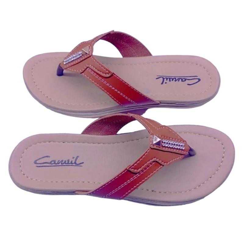 Sandal canvil wanita japit hak datar 2 cm - 3 cm sendal sandal Cewek 3