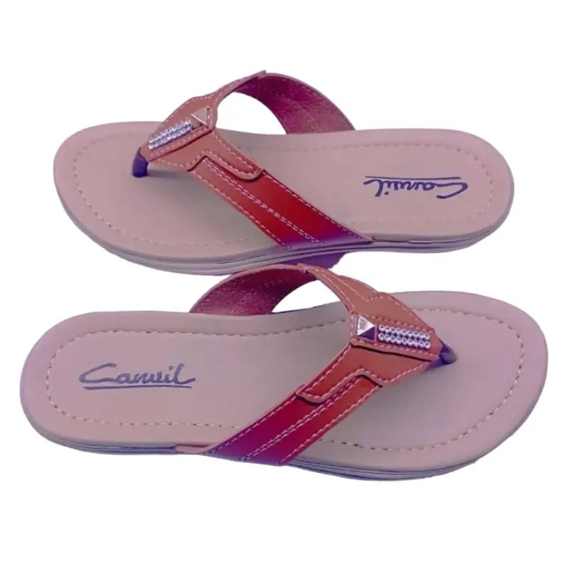 Sandal canvil wanita japit hak datar 2 cm - 3 cm sendal sandal Cewek 3