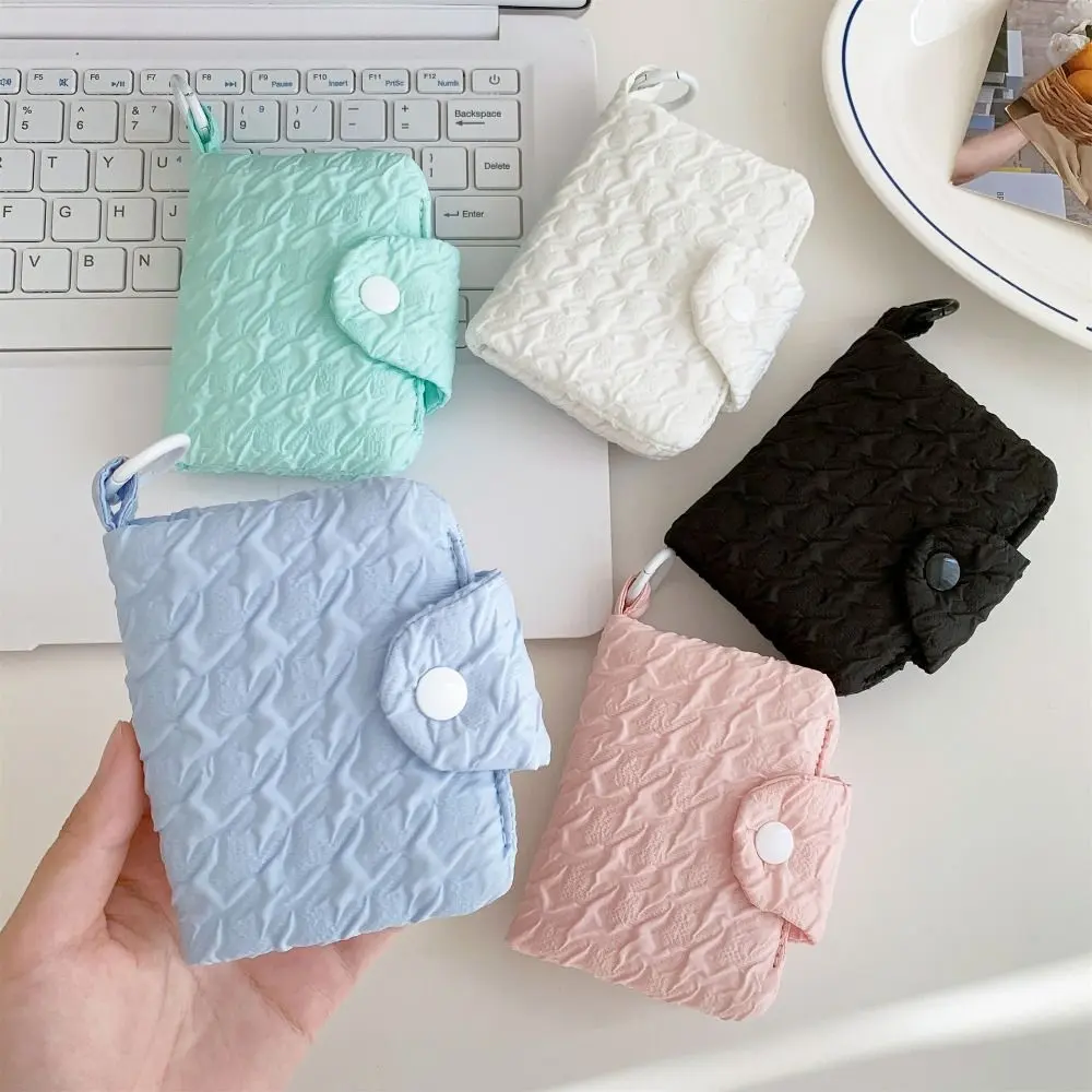 Simple Canvas Candy Color Coin Purse Korean Style Bubble Cloth Mini Cash Wallet Zipper Purse Portable Cloth Envelope Wallets Women