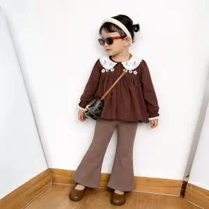 KIMMY ONESET - Setelan Anak Perempuan Untuk Usia 1 - 10 Tahun Bahan Rayon Twill Baju Dan Celana Knitt Motif Bunga Bordir Fashion