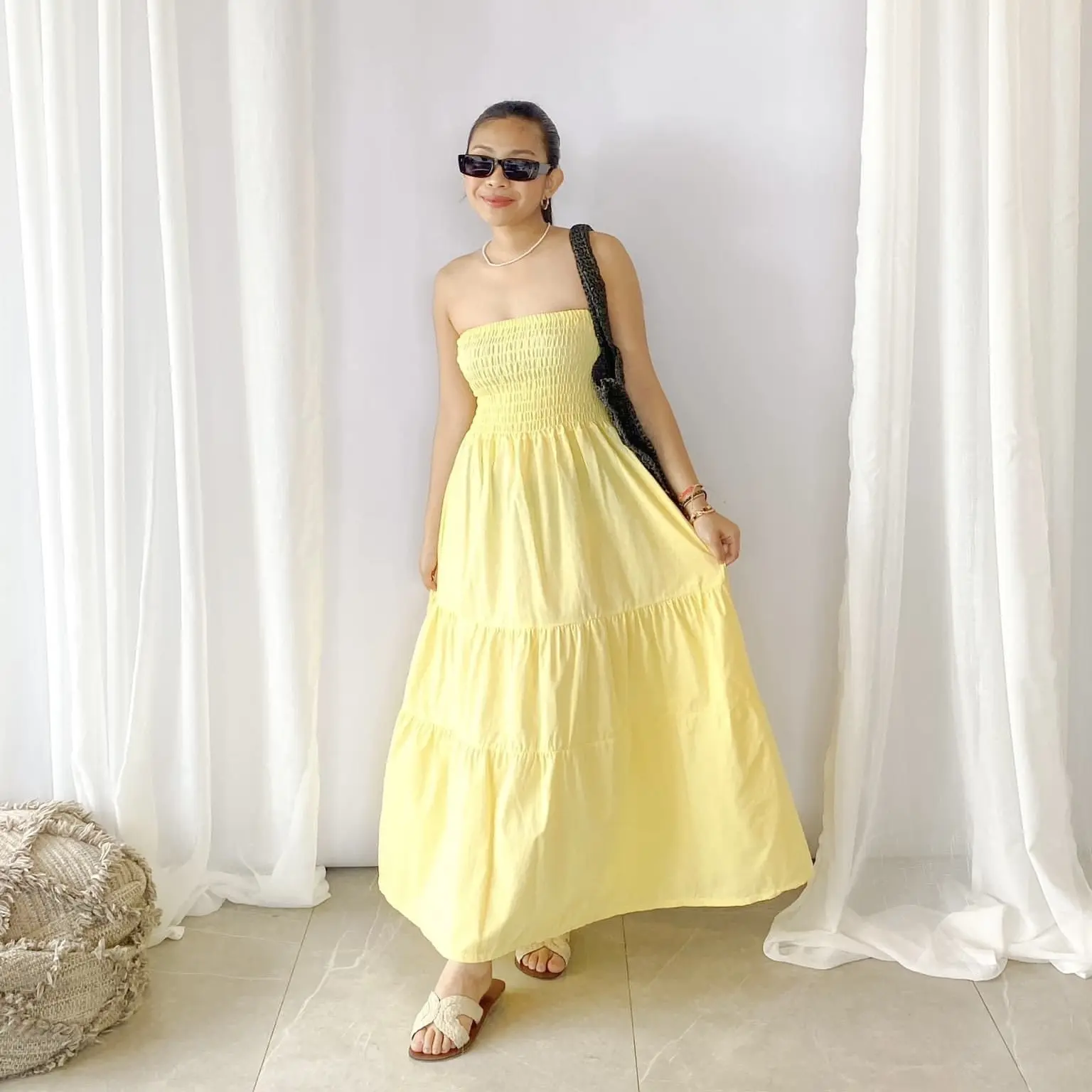 Klara Smocked Tiered Maxi Dress • Justhis Clothing