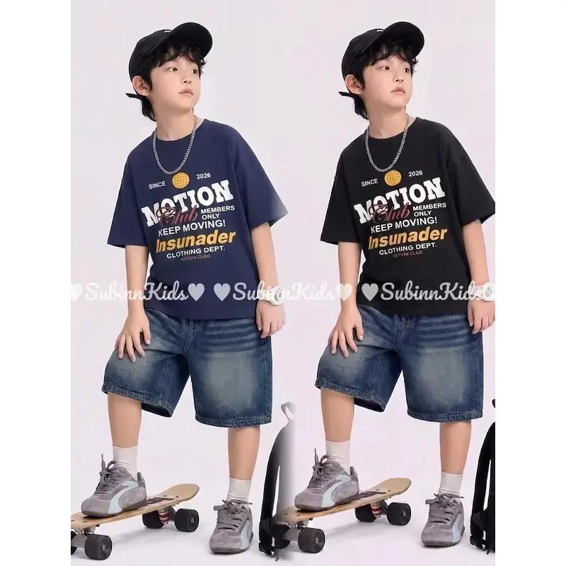 Còn hàng Bộ MOTION + Quần Jean Xanh Trơn Phong Cách Retro Cho Trẻ Em / B19