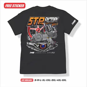 Baju Kaos Motor Pria 5TP Factory Vol 2 Smoke Combed 30s Free Sticker - Distro T-Shirt Sablon