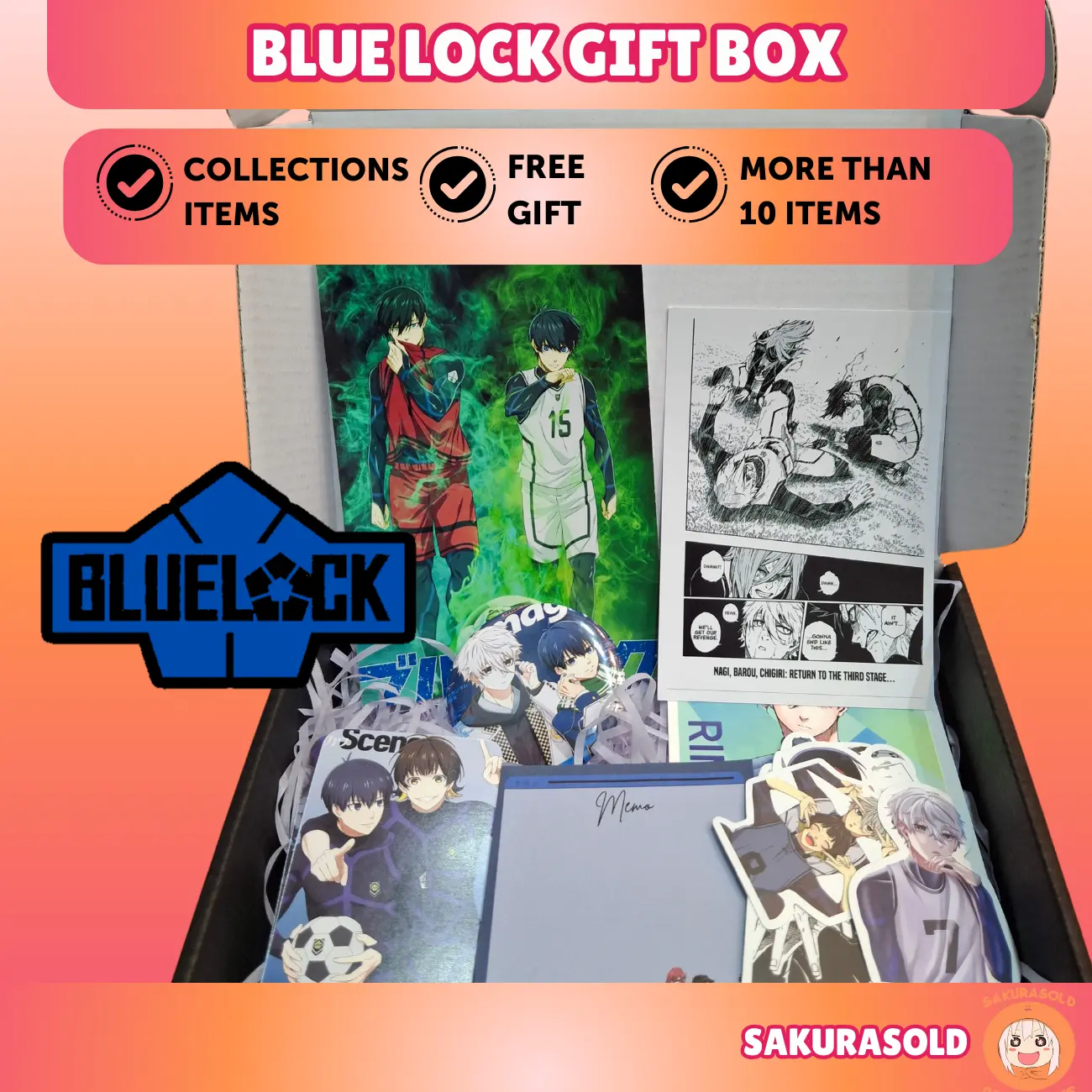 Blue Lock Gift Box Anime Blue Lock Stickers Chigiri Bachira Rin Isagi Nagi Blue Lock Pin Badge Anime