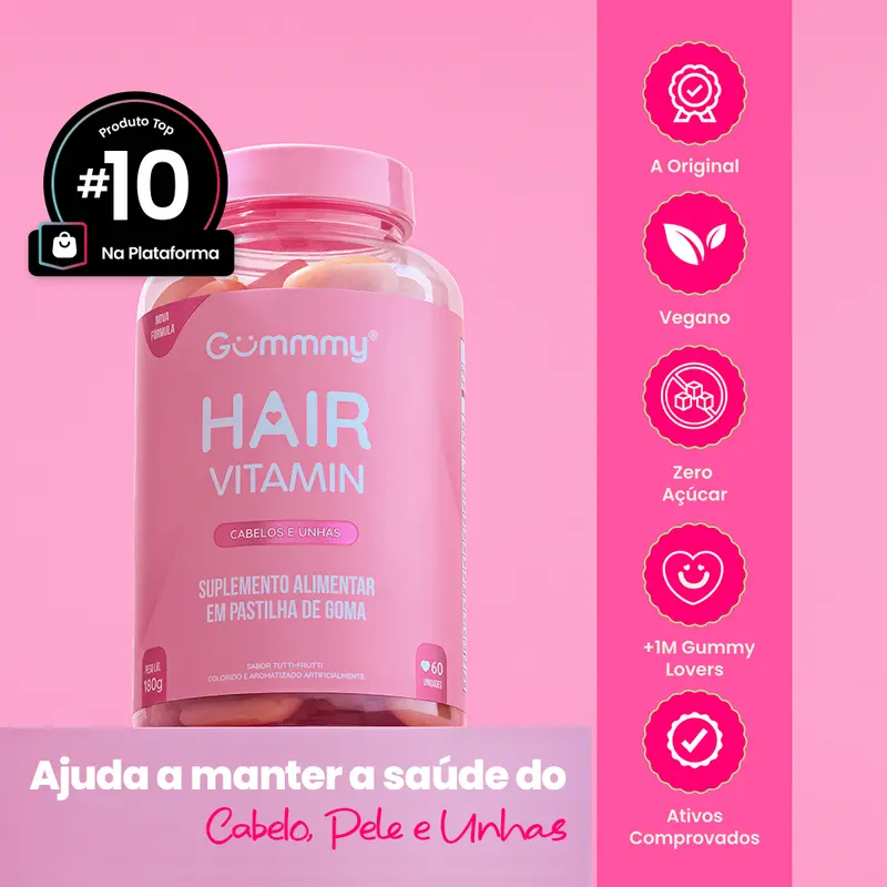Gummy Original Hair - Suplemento para Cabelo, Pele e Unhas