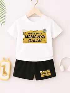 Stelan anak cewek Cowok Mama Galak bahan katun 30s Usia 6 bulan Sampai 10 Tahun