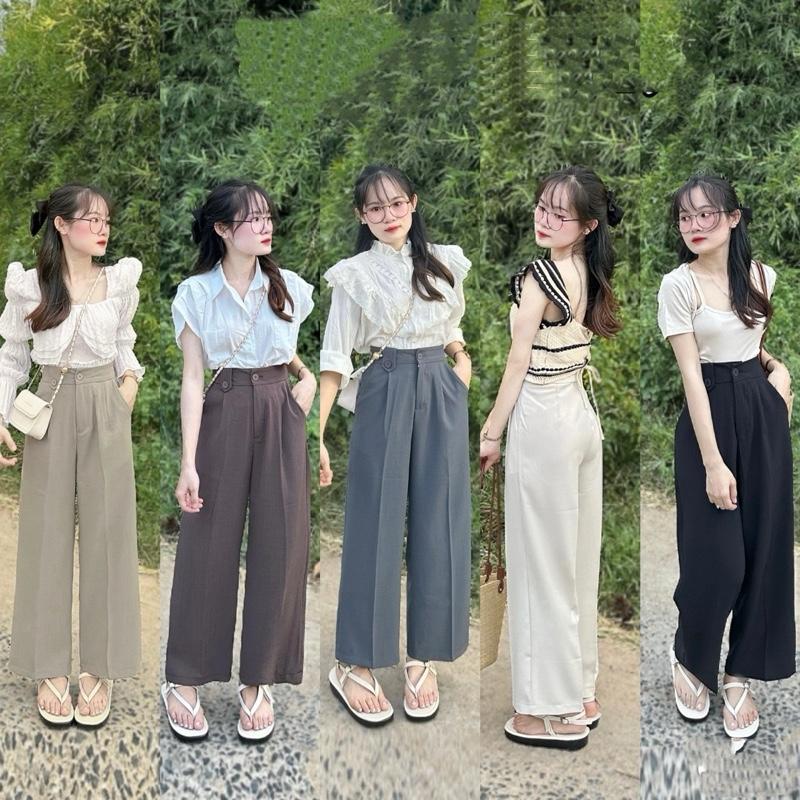 Quần suông ống rộng dành cho nấm lùn Cạp Kiểu (mã 1239