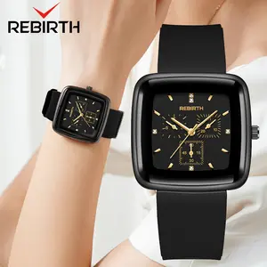 【003Harga telah diganti, cepat beli】REBIRTH Jam Tangan Wanita Original Anggun Santai Berlian Kuarsa Anti Air Tali Silikon Jam Tangan Cewek  RE2039
