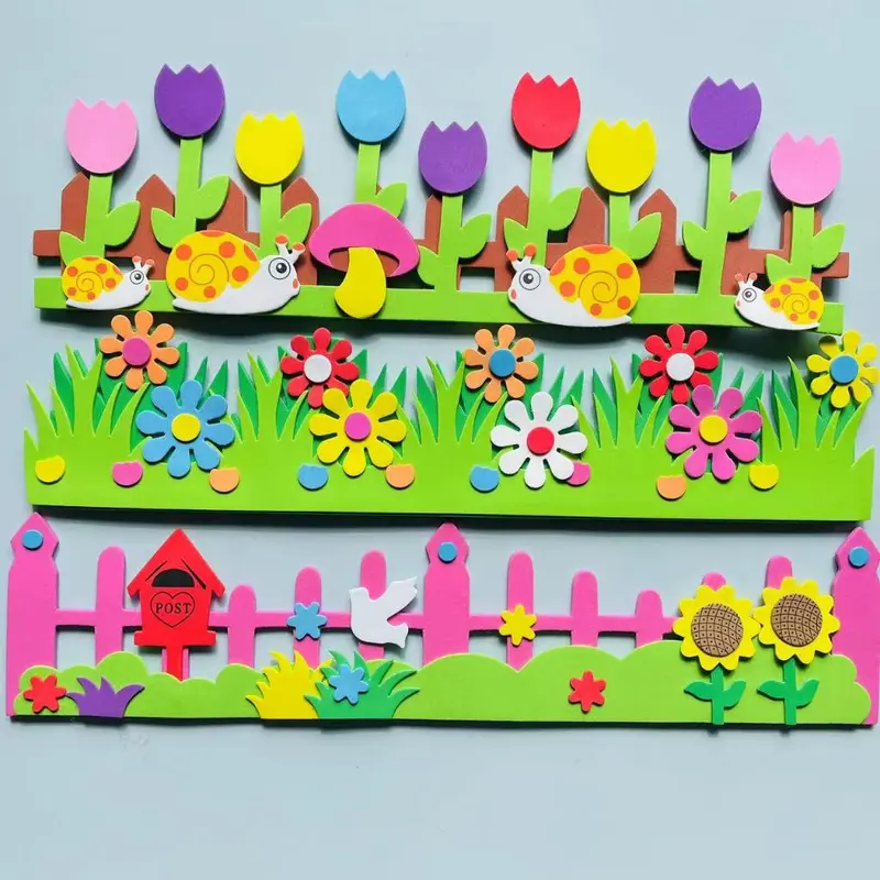 JoyWorld Stiker Dinding Busa EVA 3D Bunga Ruang Kelas Taman Kanak-kanak Rumah Mainan DIY Buatan Sendiri Untuk Anak-Anak Pembelajaran Awal 4
