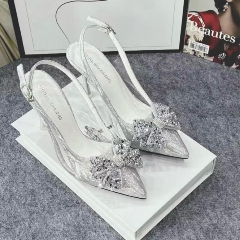 Giày bít mũi chất kim xa vân nhũ, 2 màu bạc - đen gót nhọn cao 5-7-9 cm , phom chuẩn đi đúng size