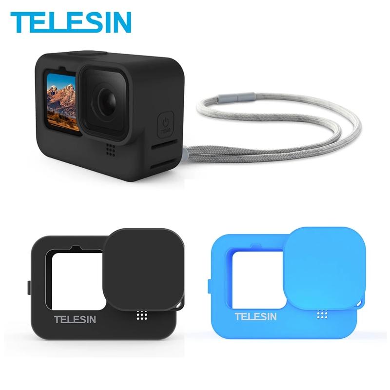TELESIN Soft Silicone Case For GoPro Hero Cap Blue Black Adjustable ...