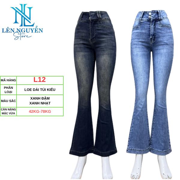  L12   Len Nguyen Store   Quần Jean  Bò  Nữ Loe Dài  97-98cm  Màu Xám Xanh Size 40kg-80kg Thiết Kế Thêu Love Lai Lưng Cao 2 Nút Co Giãn Mền Mịn Bigsize Hotgirl Skinny Ống Ôm Trẻ Trung Tự Tin Dễ Phối Đồ. Women Pants Denim 