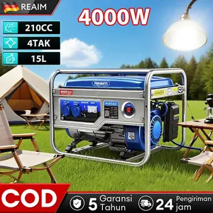 REAlM Generator Portabel 4-Tak - Genset Bensin TugasBerat [400W] dengan Teknologi Silent & Inverter | Stabiuntuk Peralatan Rumah & Outdoor | Cocok untuk Darurat.Camping & Usaha -Garansi 5 Tahun -4000W