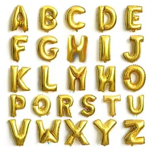 Balon Foil Huruf Abjad Alphabet Gold 16 Inch 40cm A-Z Bisa Buat Nama Anak Di Acara Ulang Tahun