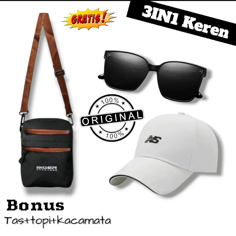 PROMO 3IN1 beli 1 dapat 3 produk tas selempang pria gratis 2 produk lainya Slingbag Cowo 7