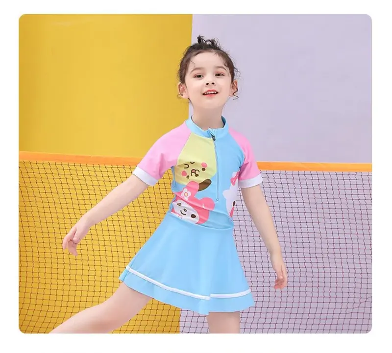 Baju Renang Kuromi Sanrio Onepiece Swimsuit Hello Kitty My Melody Anak Cewek Pompompurin Cinnamon Roll Resleting Depan LC543 5