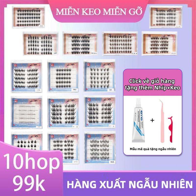 (99K/10 hộp)HÀNG XUẤT NGẪU NHIÊN Lông mi giả sẵn keo hoa hướng dương gân trong, cụm mềm mại, dễ sử dụng cho người mới bắt đầu mi giả sẵn keo công nghệ mới. Tái sử dụng, thuận tiện cho việc trang điểm