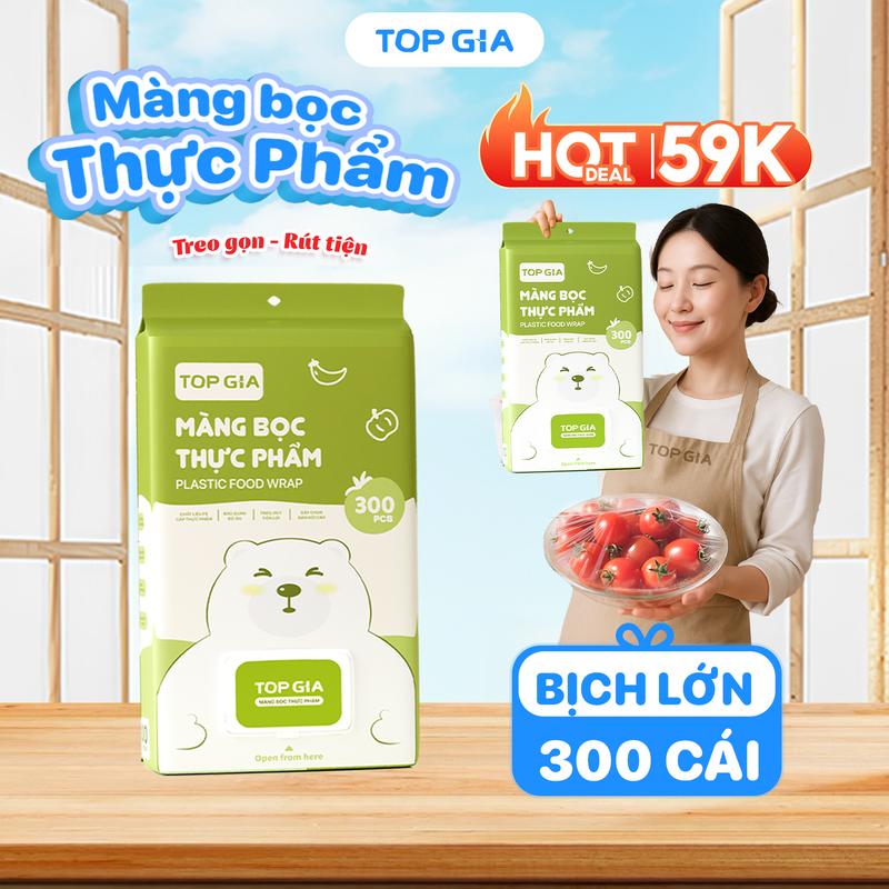   BÁN CHẠY - 100 SUẤT CUỐI  Túi Màng Bọc Thực Phẩm Treo Tường Dạng Rút TopGia An Toàn Tiện Lợi Có Chun Co Dãn Siêu Dai  Bịch 300 Cái  Chất Liệu PE Dày Bền Chống Bay Mùi Phù Hợp Hầu Hết Bát Đĩa  MangBocThucPhamCoGian   MBTP-GIATOT  