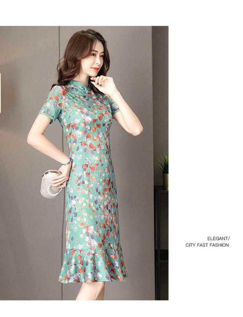 Product Introduction of Modern Cheongsam Dress 2024 Young Style Elegant Daily Style Cut-Bone Cheongsam Summer  New Style Chinese-style Vintage Slim Fit Improved Cheongsam Dress 16