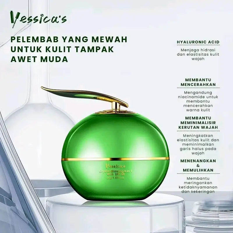 Yessica's Apel Hijau SPF 30 Crystal Glowing 6in1 Mencerahkan Perawatan Aging Hitam Wajah Mengencangkan Extract Ceramide Niacinamide Pencerah