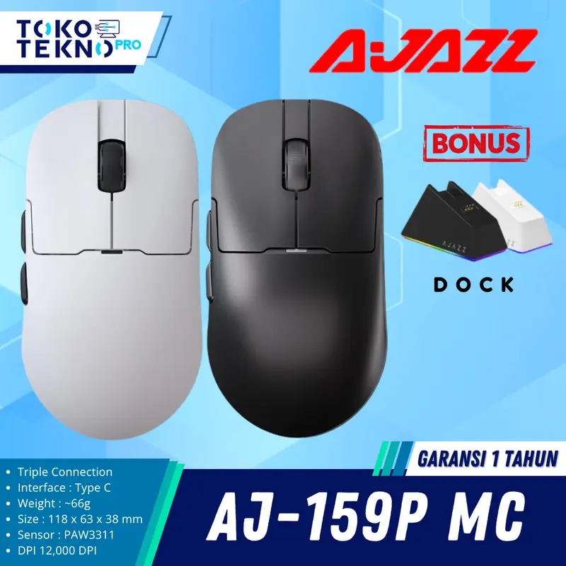 Ajazz AJ159P MC / AJ-159P MC / AJ159 NL / AJ-159 NL Apex PAW-3950 Wireless Gaming Mouse Lightweight With Docking 0