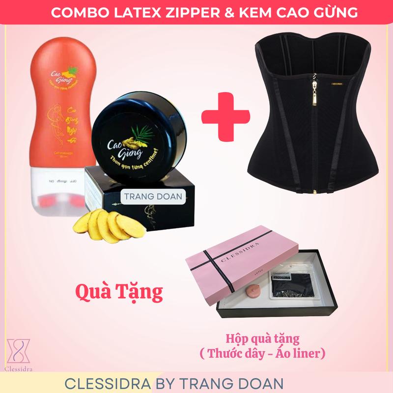  Combo Latex Zipper + Kem - Đai Nịt Bụng Dây Kéo Kết Hợp Móc Cài -    Tặng Kèm Áo Liner   