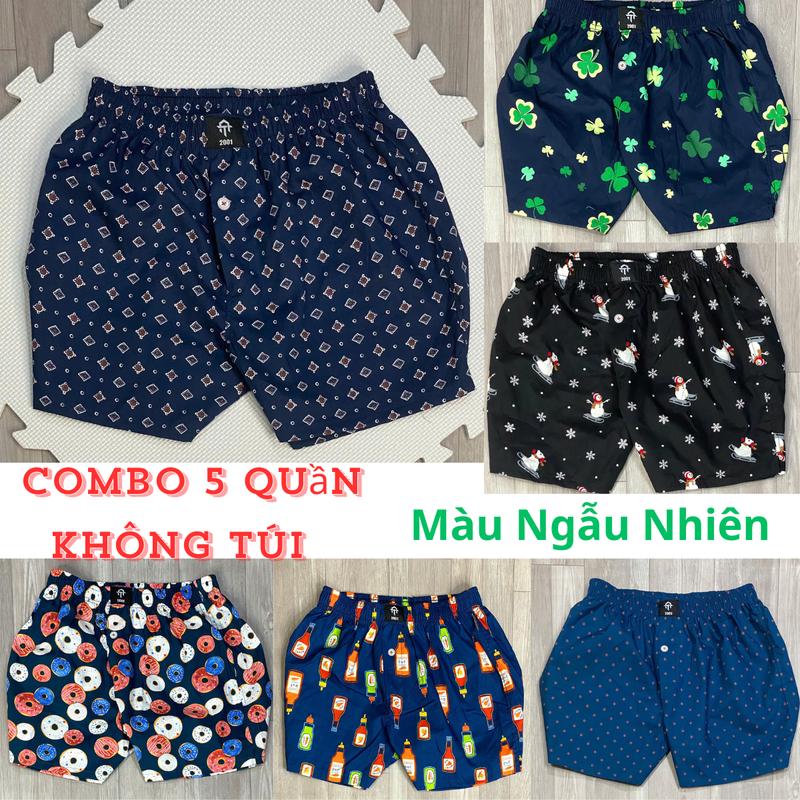  COMBO 5 Quần Đùi Ngủ Nam Chất Liệu Vải Kate Cotton Thấm Hút Tốt Nhiều Họa Tiết Lưng Thun Co Giãn Màu Sắc Đa Dạng Phù Hợp Mọi Lứa Tuổi 