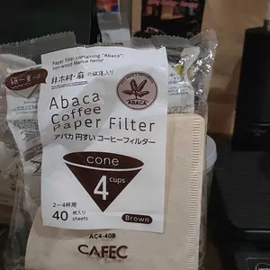 Cafec Abaca coffee paper filter V60-02 cone 2-4 cups unbleache/ brown 40 pack kertas saring kopi