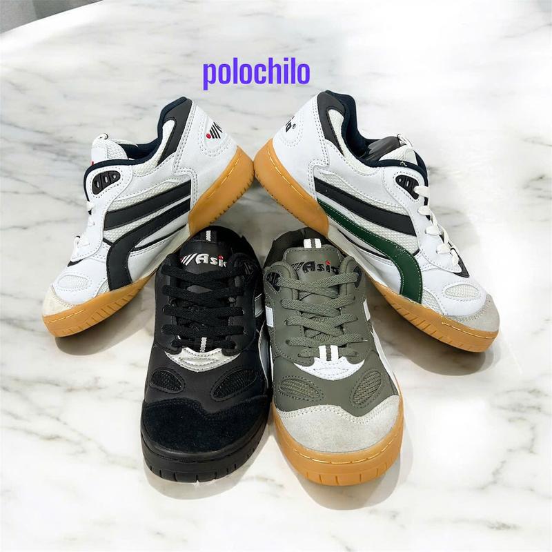 giày asia cầu lông màu xanh đen đế vang khâu đế trắng xanh trắng đen