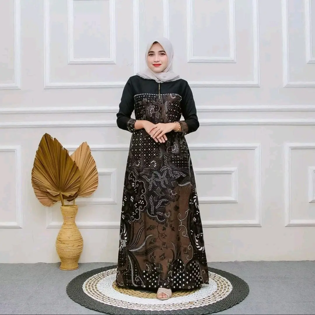 lemah teles  Gamis full katun|Gamis batik full katun- Gamis batik terbaru- Gamis batik kombinasi- batik full Katun Dress Wanita Muslim