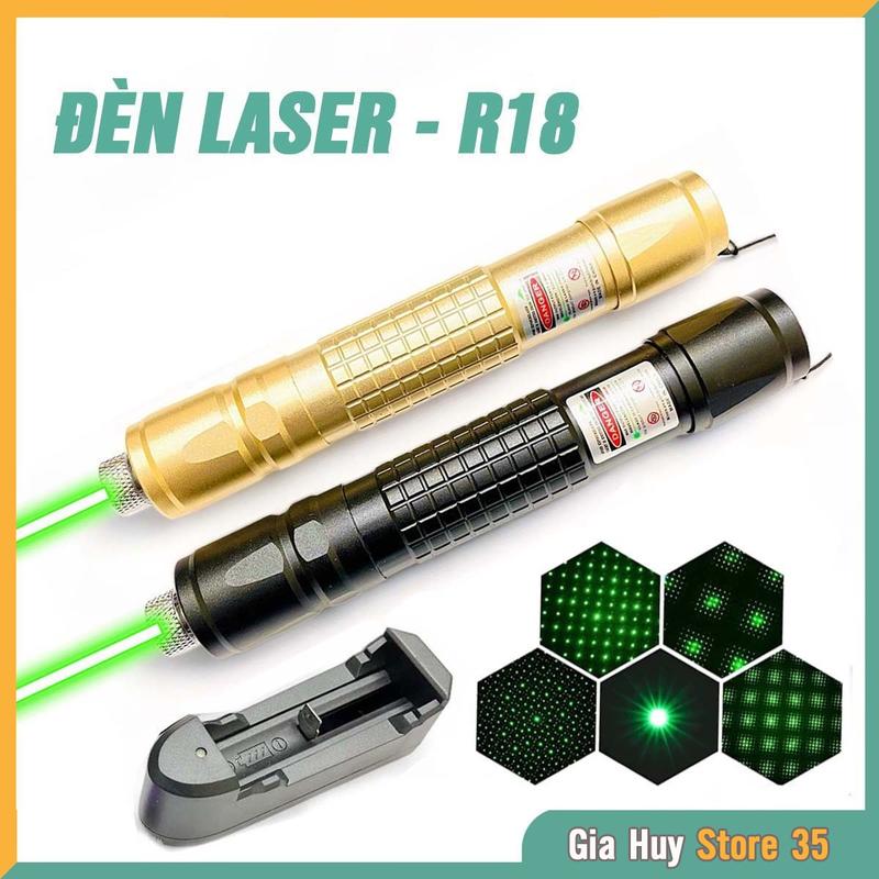  Đèn laze  bút laser mạnh R18 pin trâu tia Xanh đèn laser chiếu xa 2km 