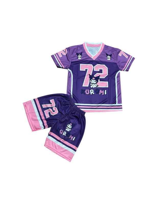 Stelan Jersey Anak-Anak Perempuan Motif Karakter KUROMI untuk Usia 2-9 Tahun Desain Lucu dan Nyaman