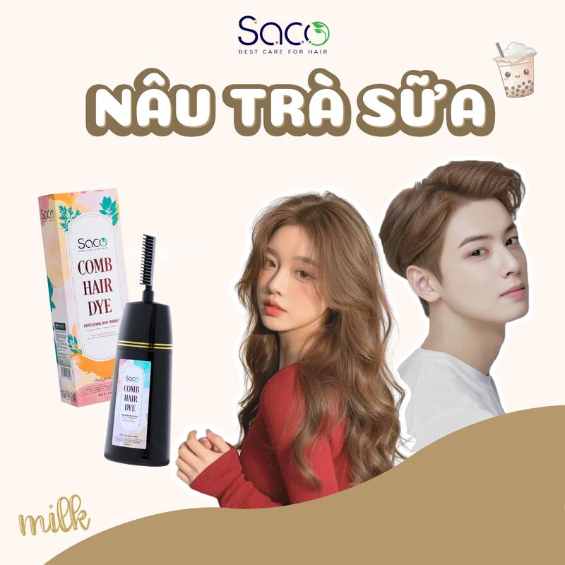 Dầu nhuộm tóc màu Nâu Trà Sữa SACO Đổi Màu Tóc