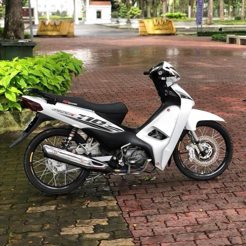 Nhãn dán xe wave A 110 tem rời trắng đen đơn giản decal chống nước độ bám dính cao